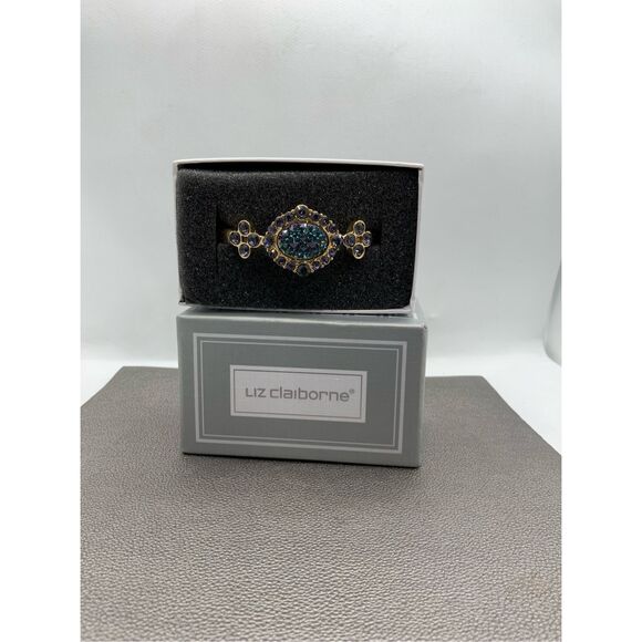 Lot of 2 Liz Claiborne Bangle Gold tones w/ Black Enamel  Liz Claiborne Gold Stretch Bangle Bracelet